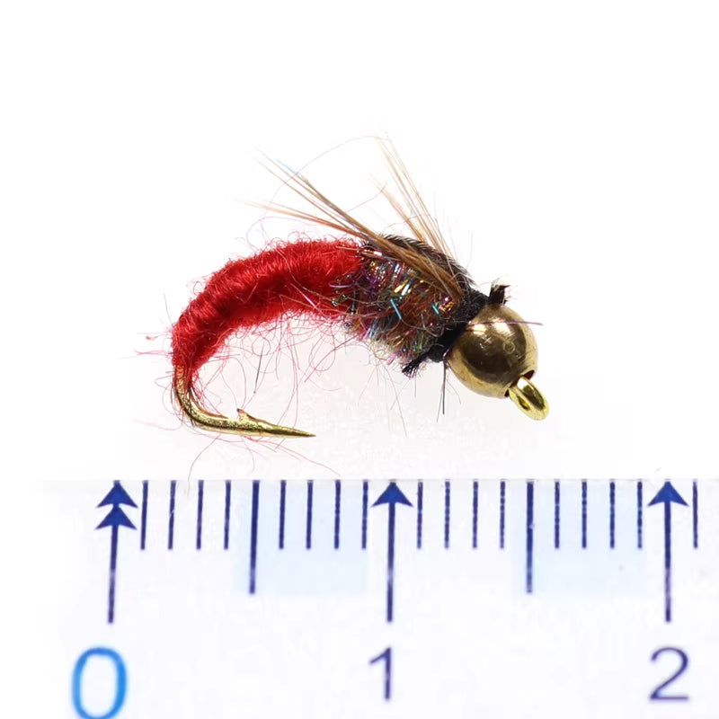 8Pcs/10Pcs Brass Bead Head Caddis Nymph Fishing Flies for Trout Fly Fishing Sinking Artificial Baits Fake Insect Lures