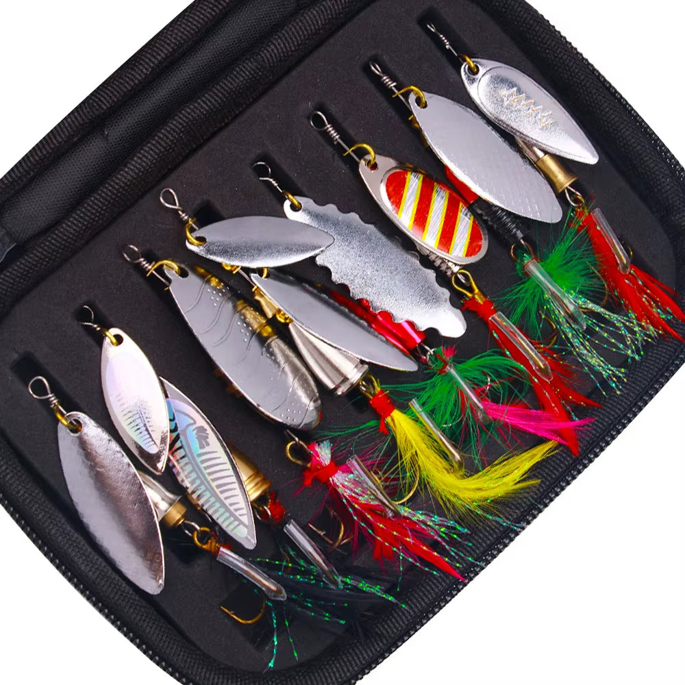 16Pcs Fishing Spoons Lures Metal Baits Set for Casting Spinner Fishing Bait Fishing Lures Kits with Storage Bag Case Pike Carp