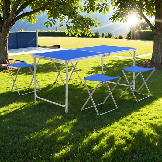 Aluminum Camping Table Foldable 120 Cm with 4 Stool Garden Folding Table Outdoor Table and Chairs Set
